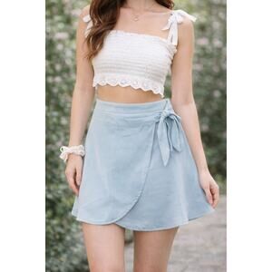 New Altar’d State Wrap Skirt Size Large Pastel Blue Tie Waist Coquette Soft Girl